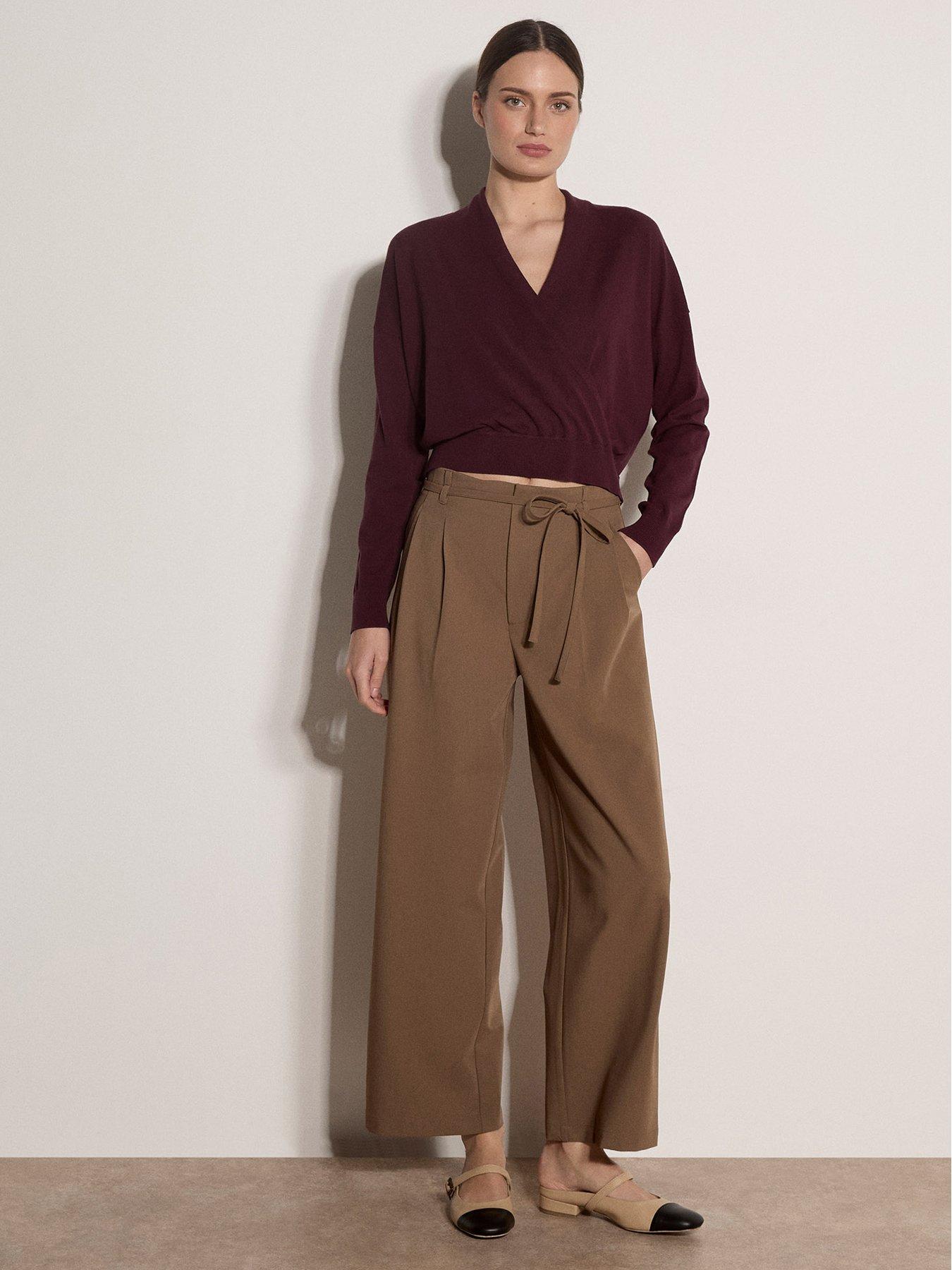 Image 3 of 4 of Apricot Womens Wrap Front Fine Knit Jumper - Red