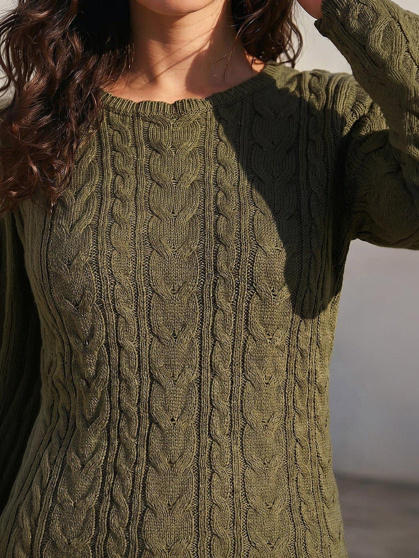 Image 2 of 4 of Roman Scallop Trim Cable Knit Jumper