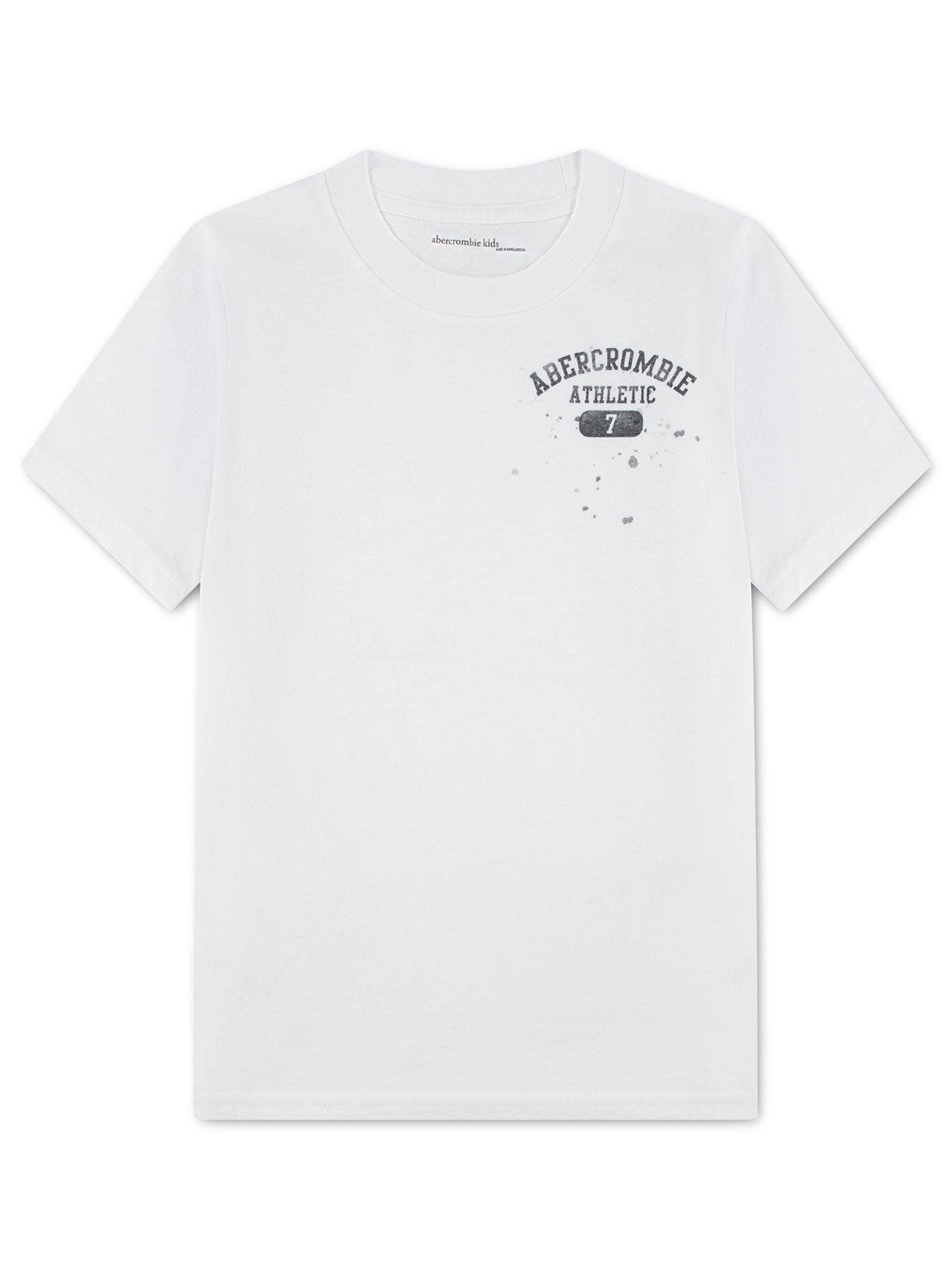Image 1 of 3 of Abercrombie & Fitch Boys Athletic Core Short Sleeve Lockup T-shirts - White