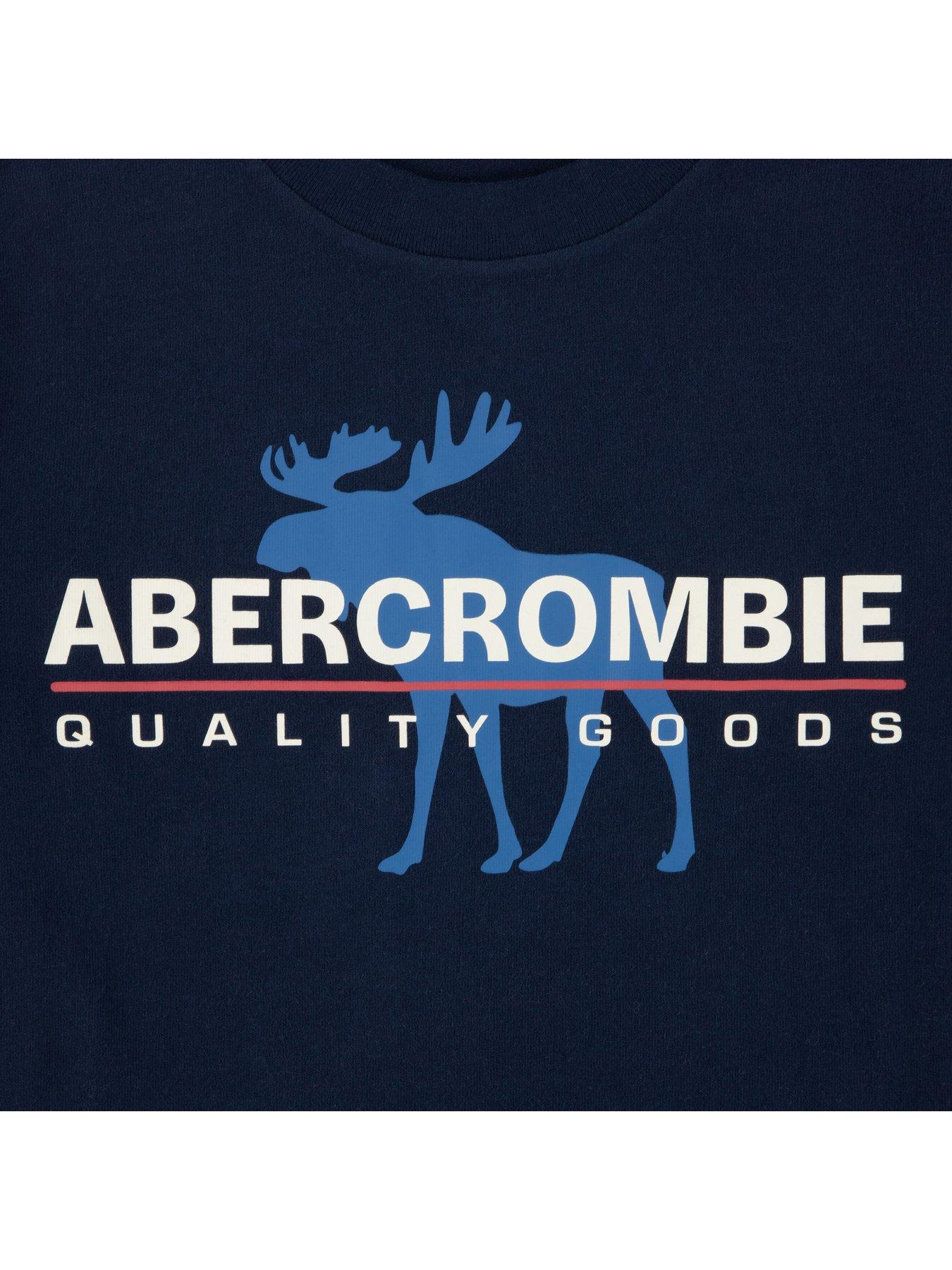 Image 3 of 3 of Abercrombie & Fitch Boys' Core Logo Print Crew Neck T-Shirt - Navy