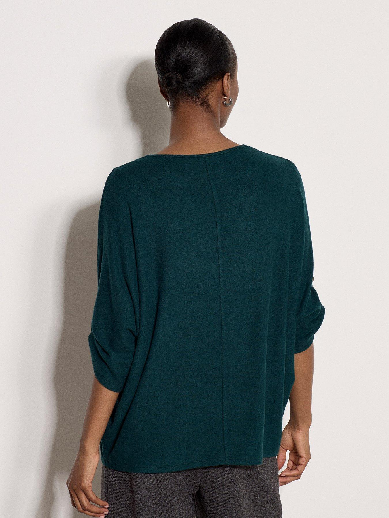 Image 2 of 4 of Apricot Womens Soft Touch Batwing V-Neck Blouse - Green