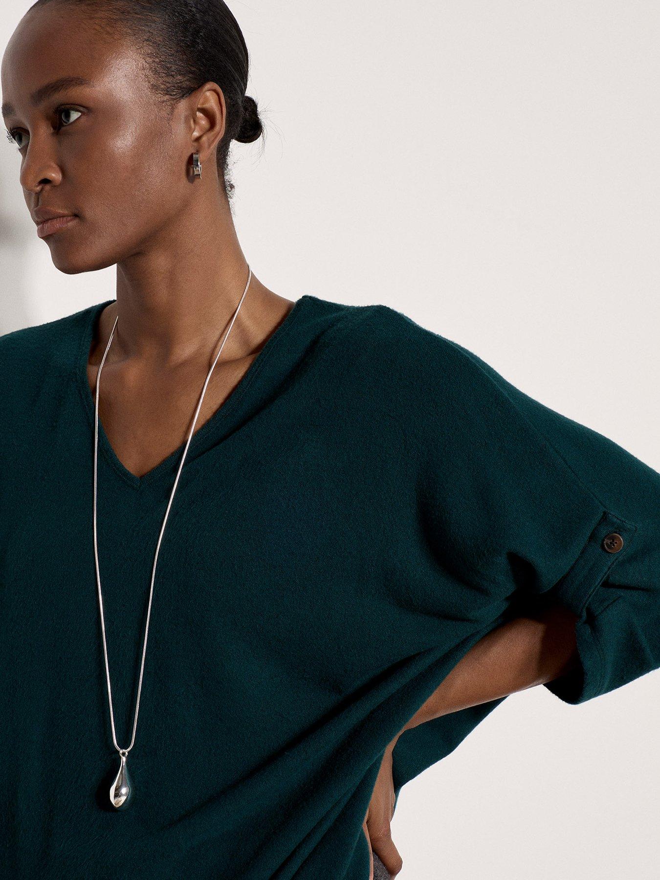Image 4 of 4 of Apricot Womens Soft Touch Batwing V-Neck Blouse - Green