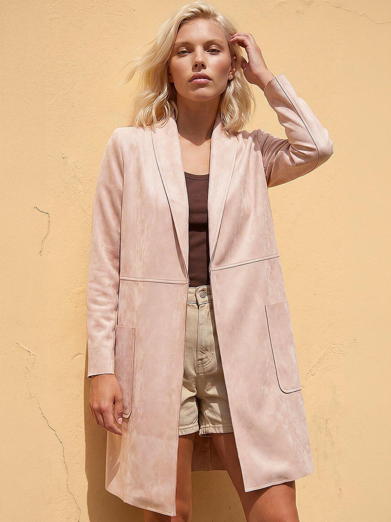 Roman Women's Light Pink Petite Faux Suede Pocket Jacket In | Size: 18 - Image 2