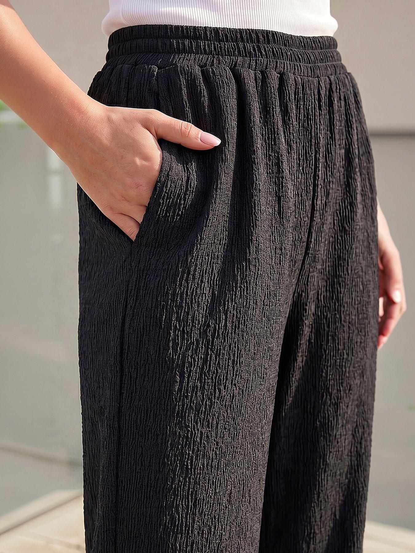 Image 2 of 4 of Roman Crinkle Textured Stretch Trouser
