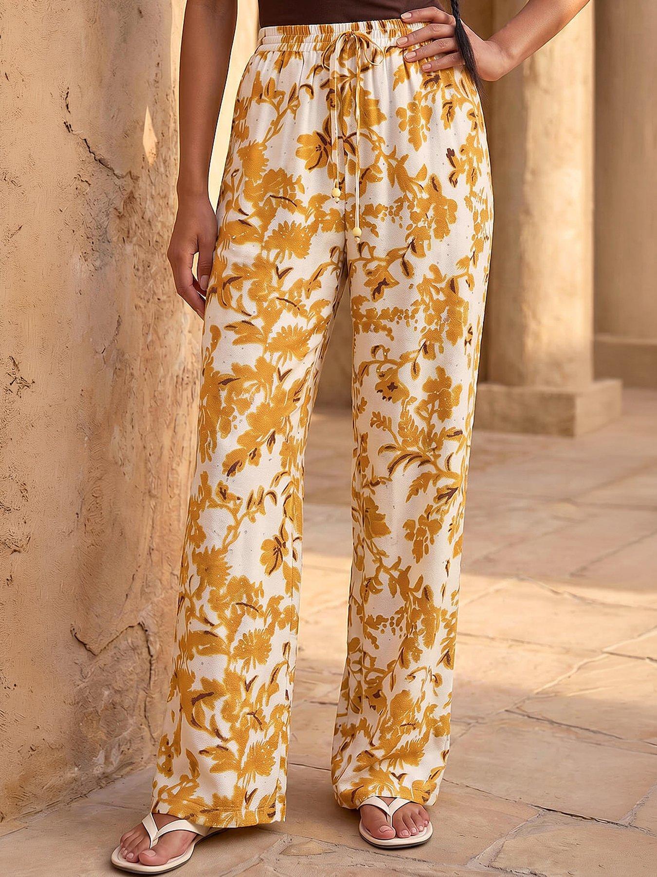 Roman Floral Sparkle Tie Waist Trouser