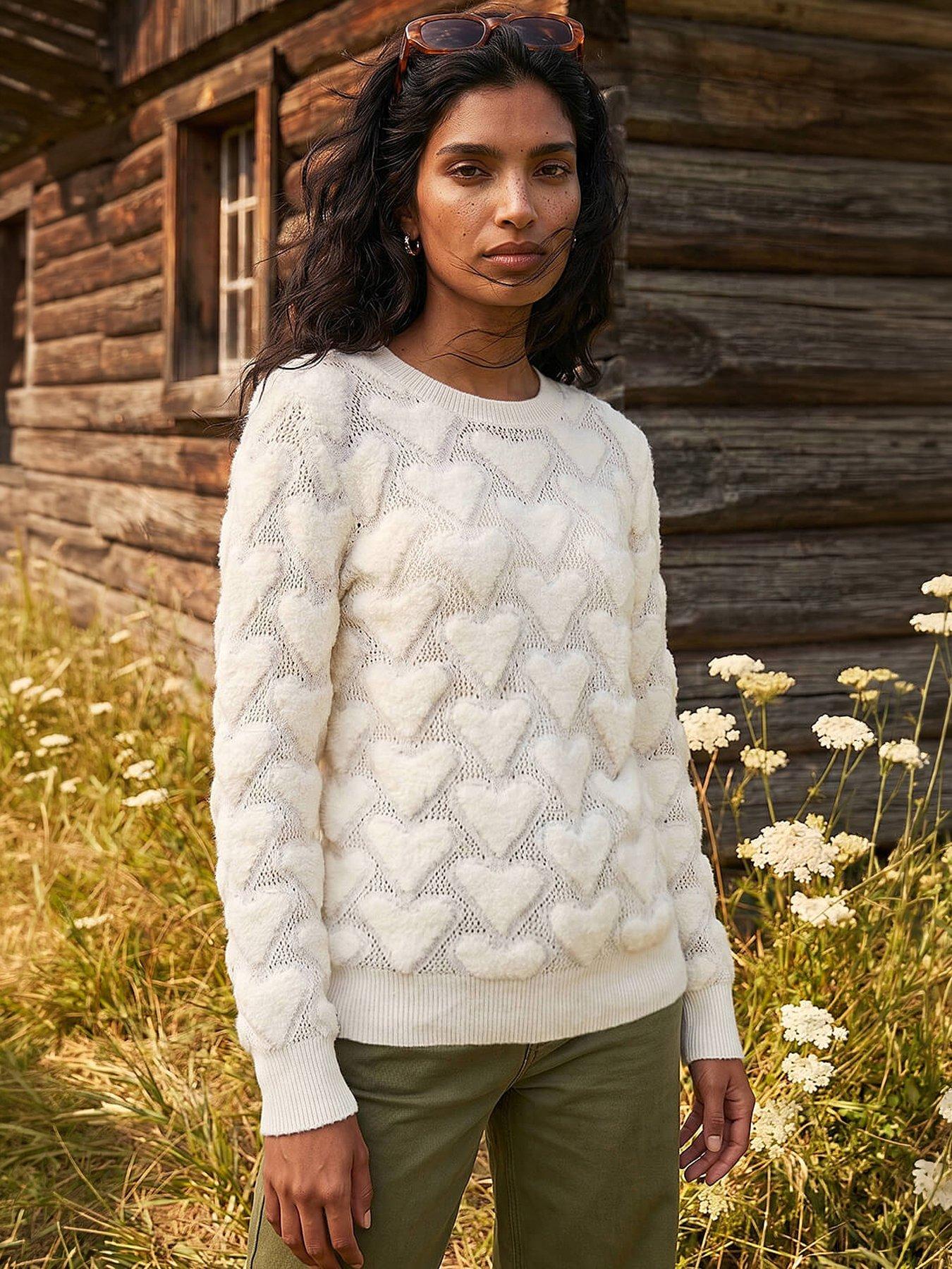 Roman Women's Ivory Heart Detail Knit Jumper In | Size: 14 - Image 3