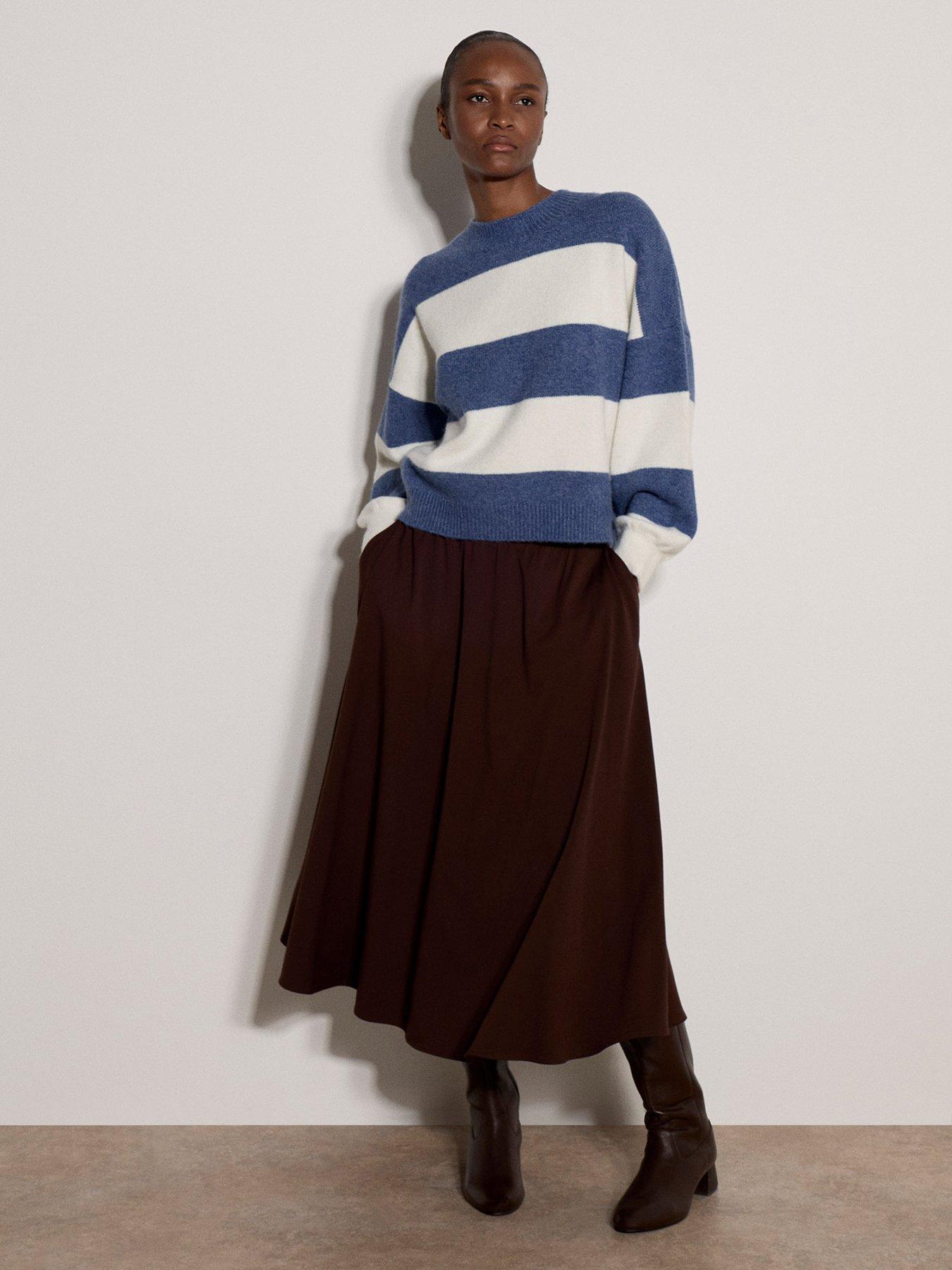 Image 3 of 4 of Apricot Womens Big Stripe Oversized Jumper - Blue