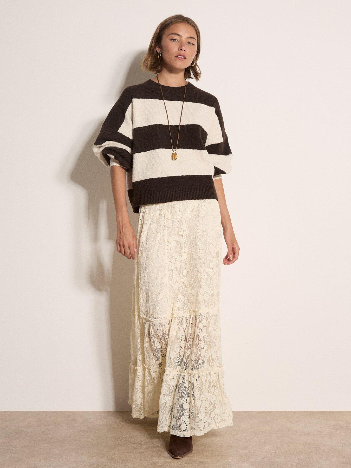 Image 3 of 4 of Apricot Womens Big Stripe Oversized Jumper - Brown