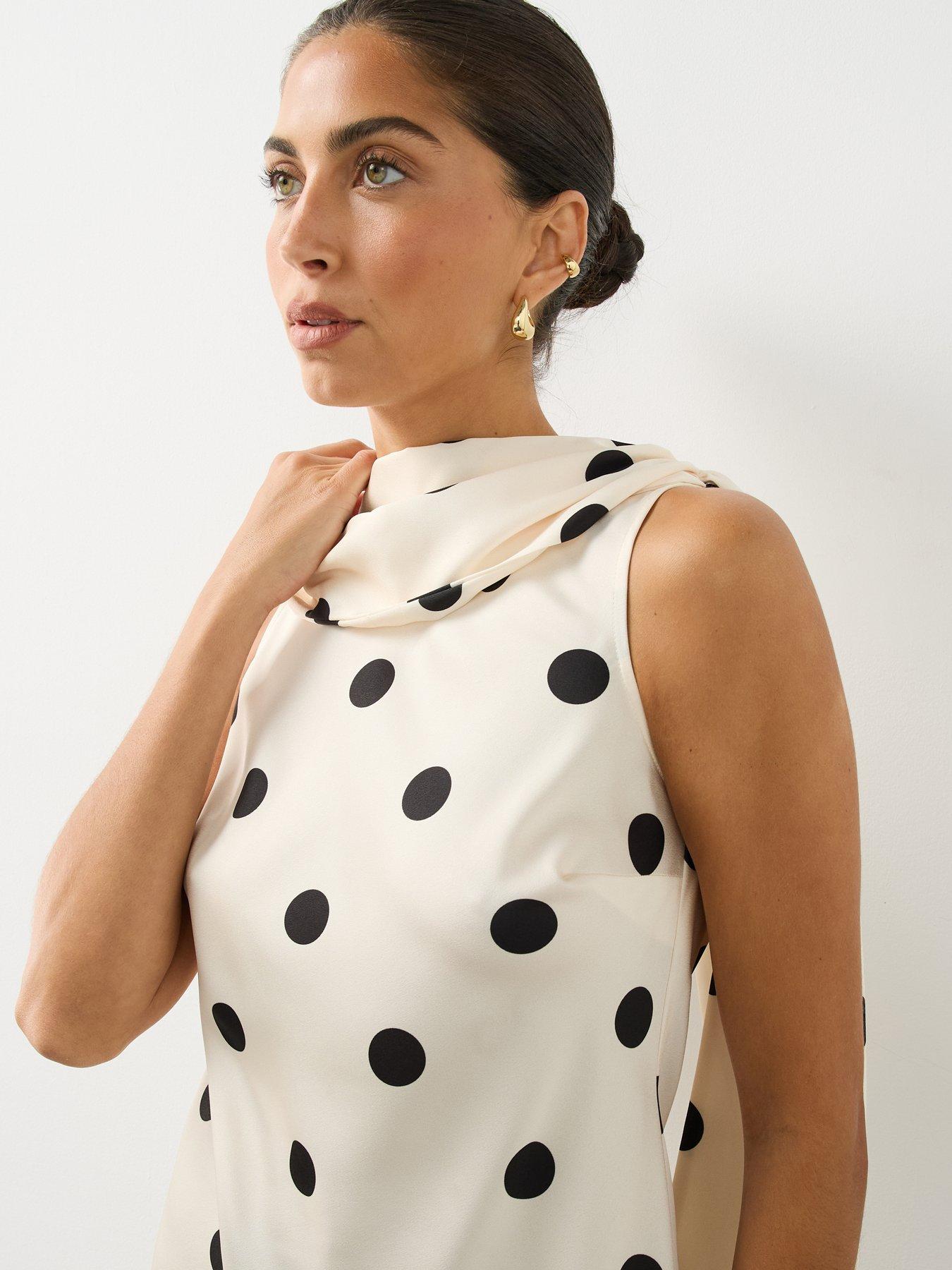 Image 4 of 6 of The Very Collection Womens Scarf Drape Polka Dot Mini Shift Dress - Print