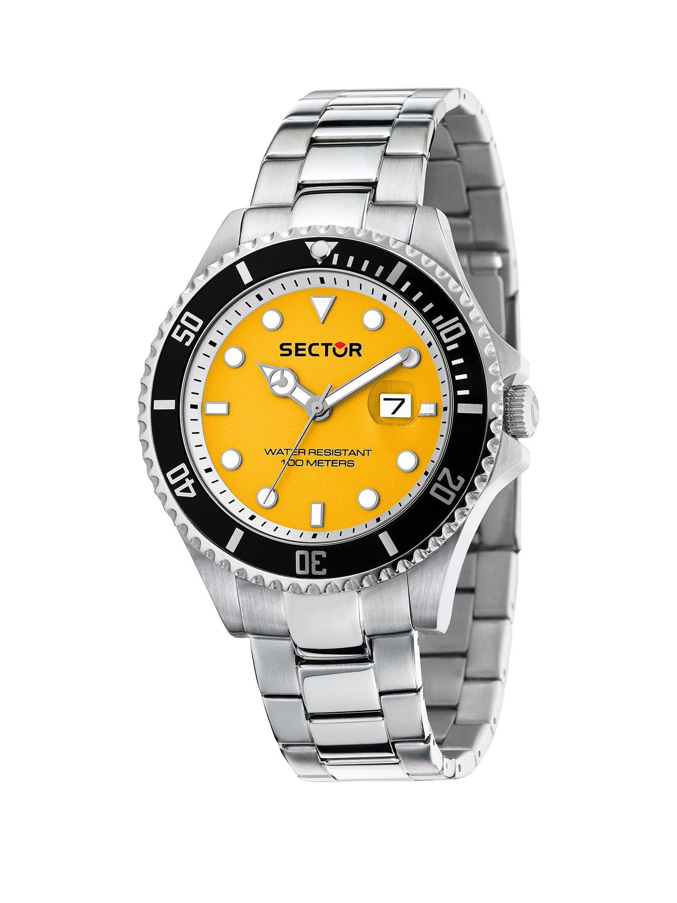 Image 1 of 6 of Sector 230 43mm 3H Yellow Dial Stainless Steel Bracelet