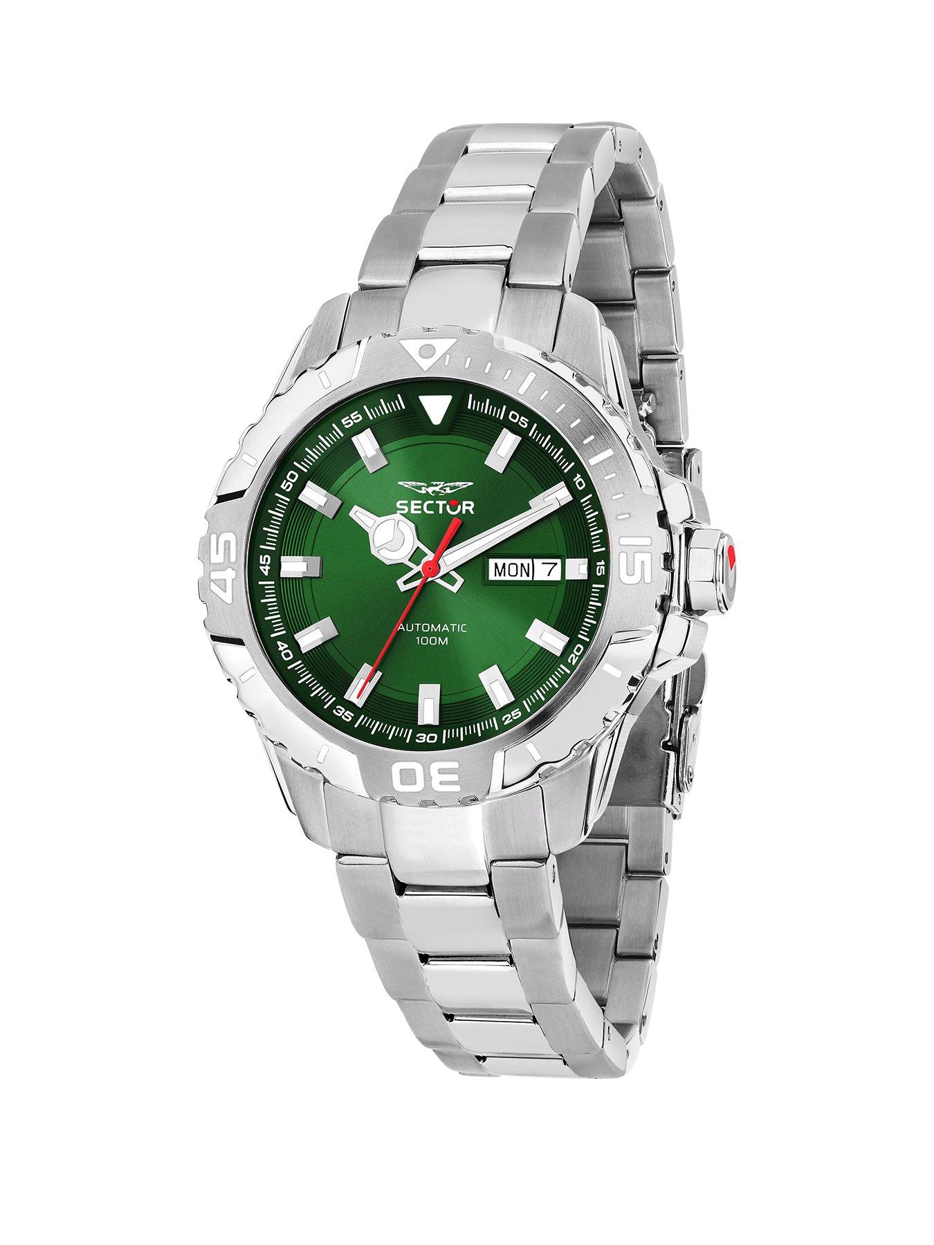 Sector LEGEND 43MM AUTO 3H GREEN DIAL SS BR
