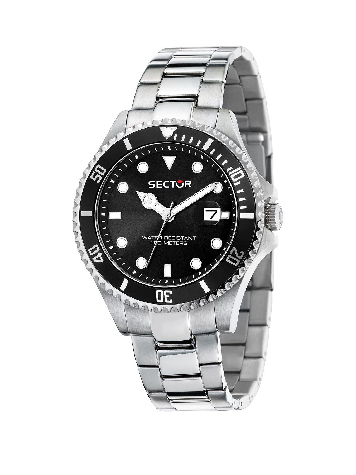 Sector 230 43MM 3H BLACK DIAL SS BR