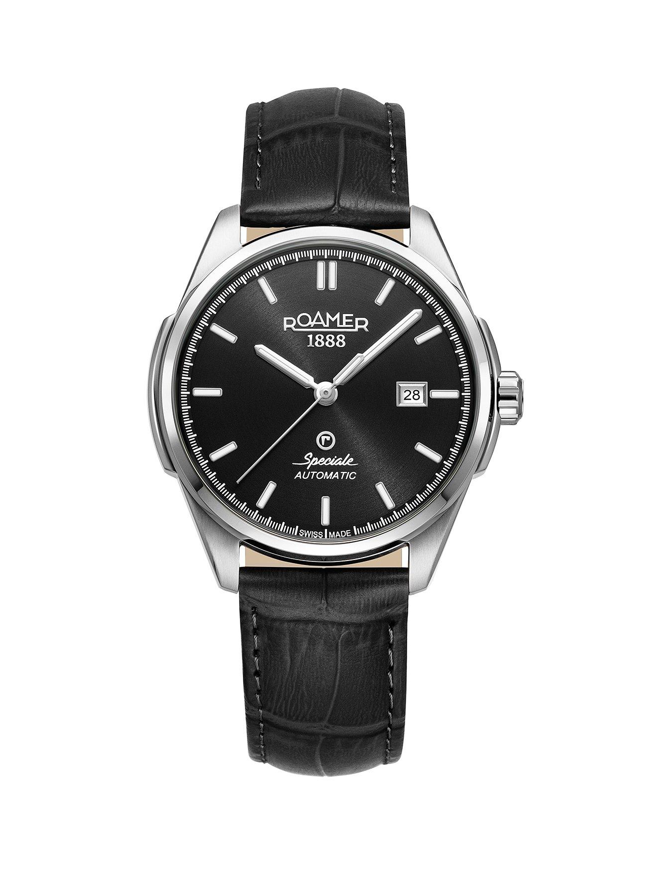 Image 1 of 5 of Roamer of Switzerland Speciale Automatic Black leather Strap