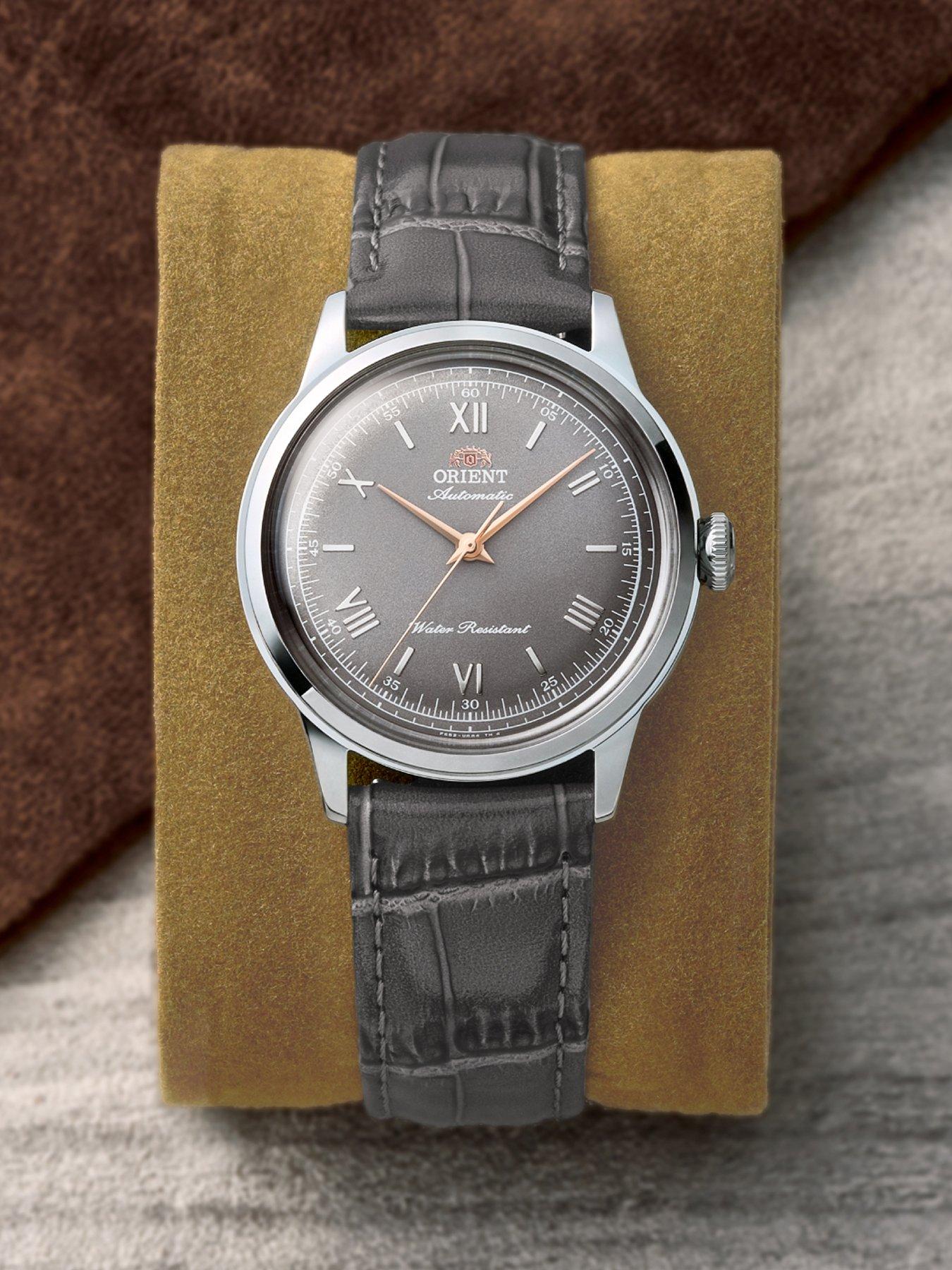 Orient Classic Grey Dial Steel Black Leather strap