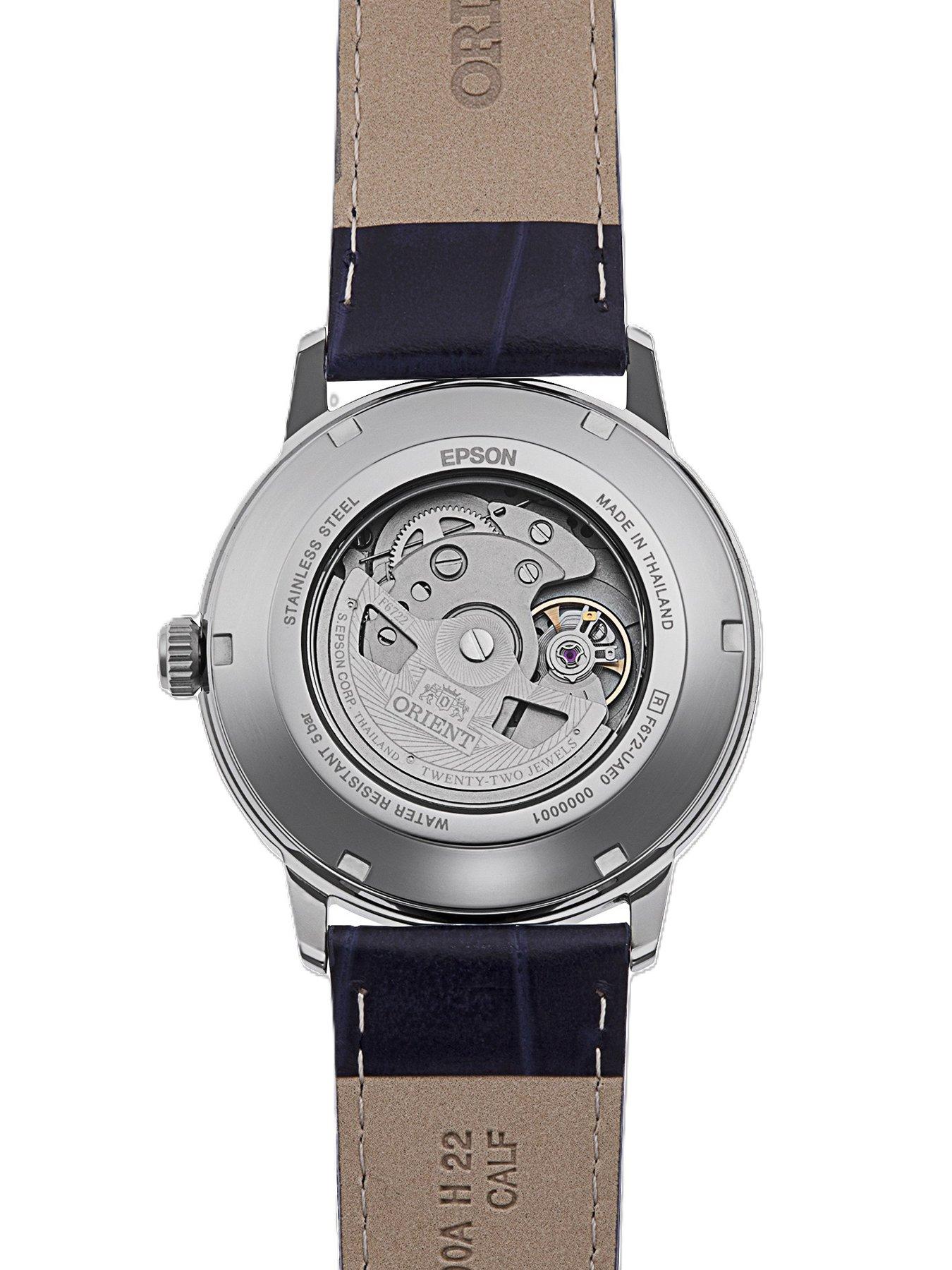 Image 3 of 6 of Orient Classic Grey Dial Steel Black Leather strap