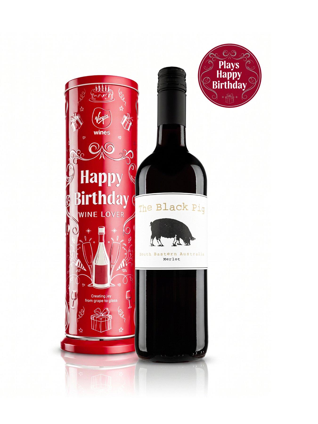 Image 1 of 2 of Virgin Wines Merlot Happy Birthday Musical Tin
