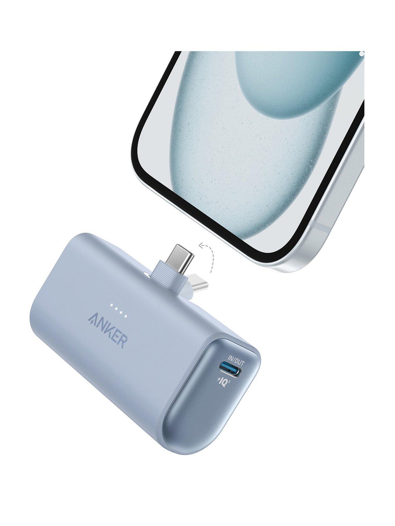 Image 1 of 8 of Anker Nano Power Bank, 5,000mAh Mini Portable Charger 22.5W Output with Built-In USB-C Connector, Blue