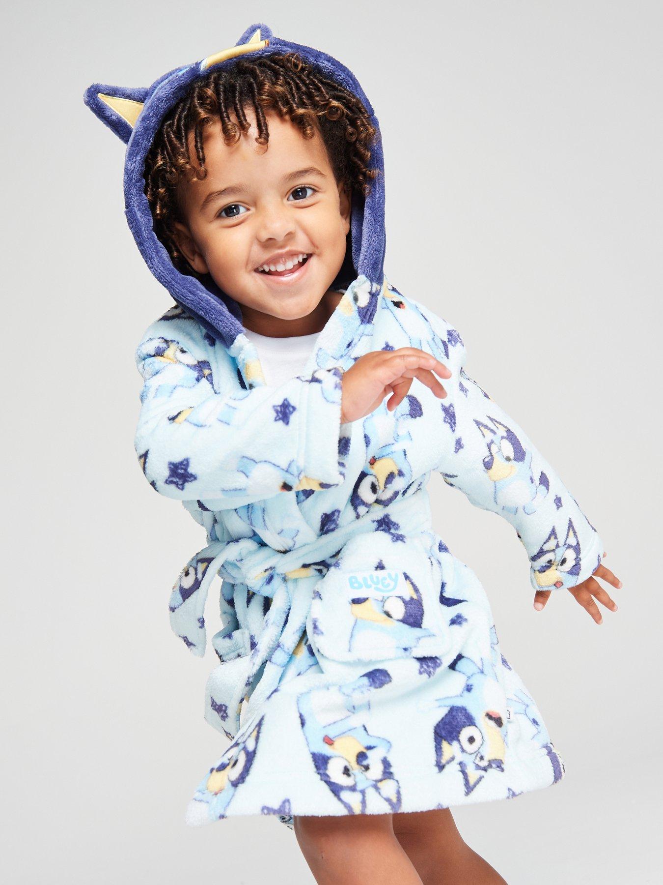 Brand Threads Bluey Fleece Robe, Blue, Size Age: 3-4 Years