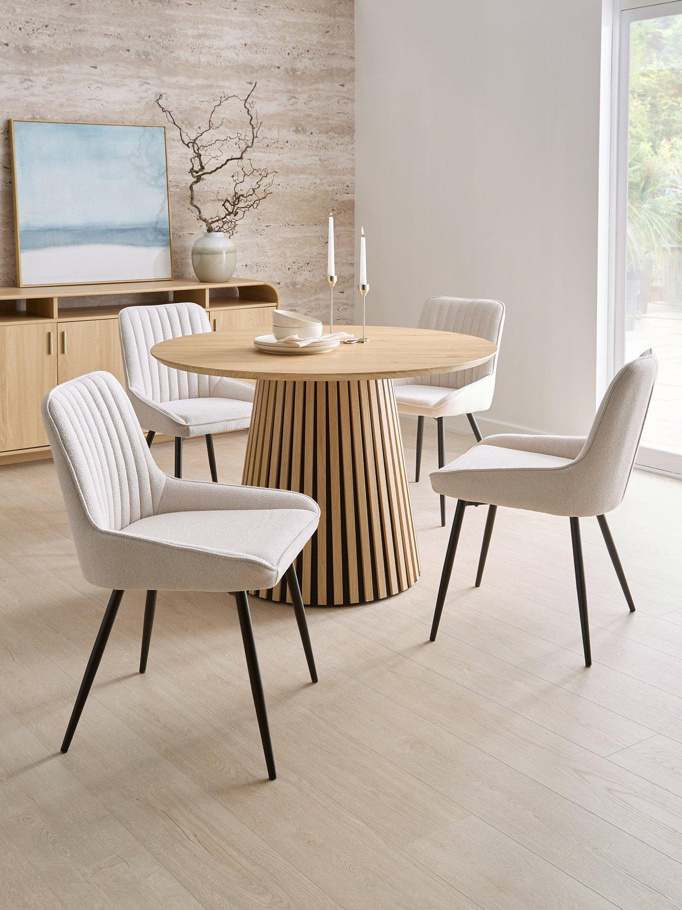 The Very Collection Harlow 110cm Round Dining Table And 4 Alisha Woven Dining Chairs - FSC® Certified