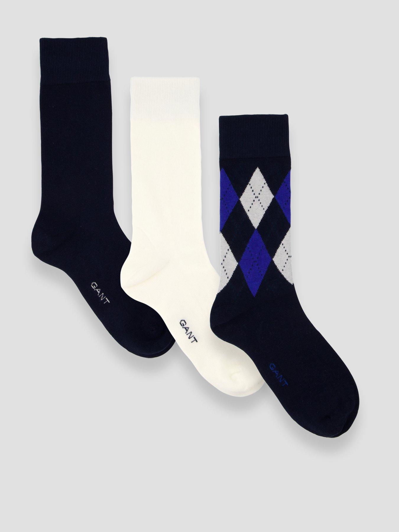 Gant Men's Navy Blue Soft Cotton Argyle Socks 3 Pack - Image 2