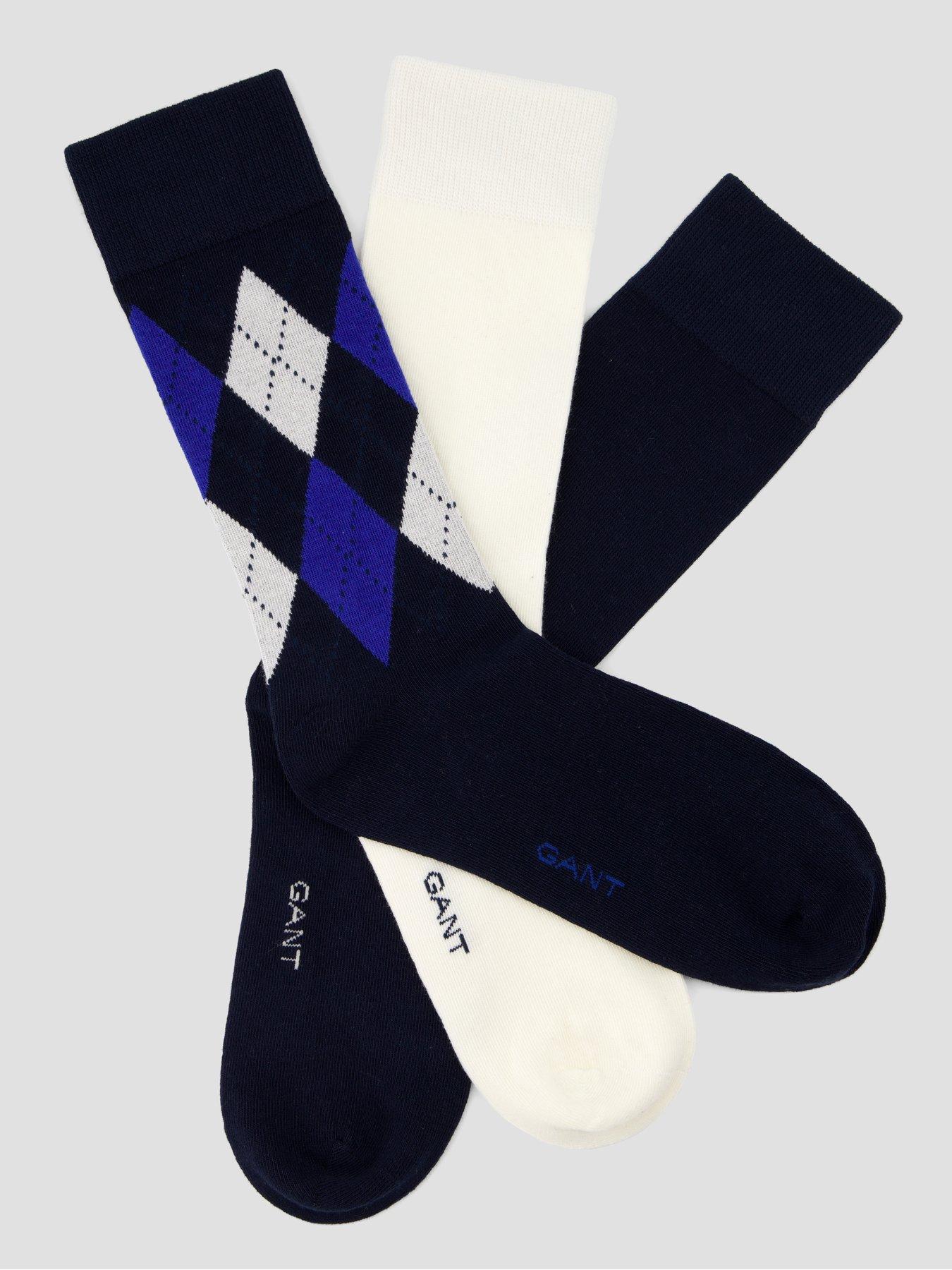 Image 2 of 3 of GANT Gant 3 Pack Argyle Crew Socks - Blue