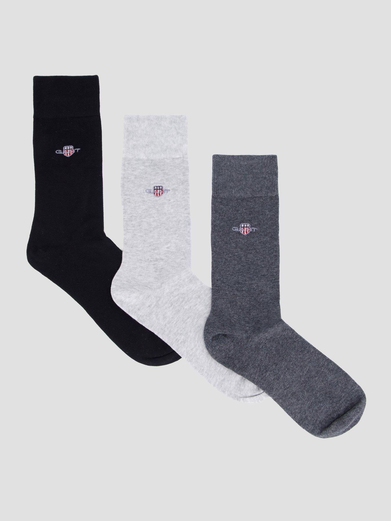 Gant Men's Dark Grey 3-Pack Shield Socks (43-45) Charcoal Melange - Image 3