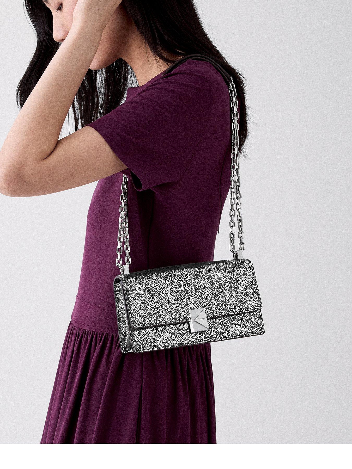 Kate Spade New York Deco Metallic Dot Suede Mini Crossbody Bag - Silver