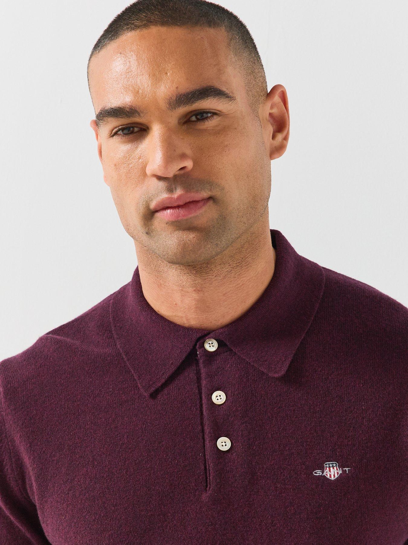 Image 4 of 5 of GANT Superfine Lambswool Knitted Polo - Purple