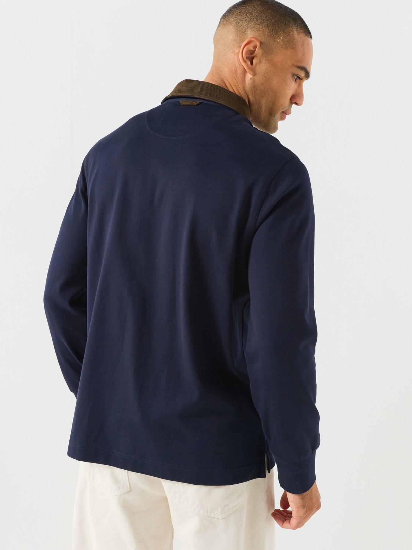 Image 2 of 6 of GANT Mens Cord Collar Long Sleeve Rugger Polo Shirt - Navy