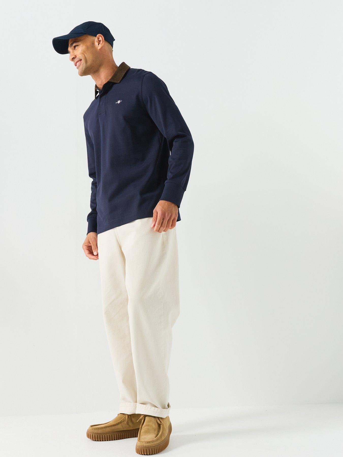 Image 3 of 6 of GANT Mens Cord Collar Long Sleeve Rugger Polo Shirt - Navy