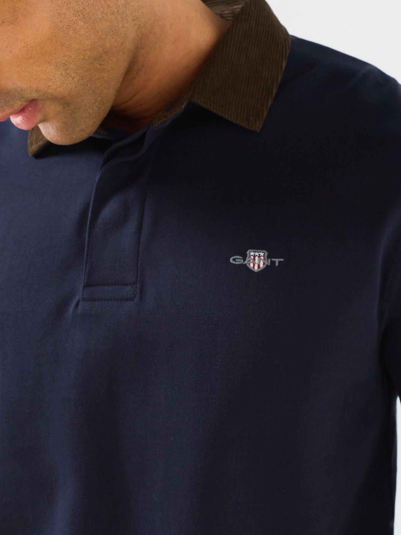 Image 5 of 6 of GANT Mens Cord Collar Long Sleeve Rugger Polo Shirt - Navy
