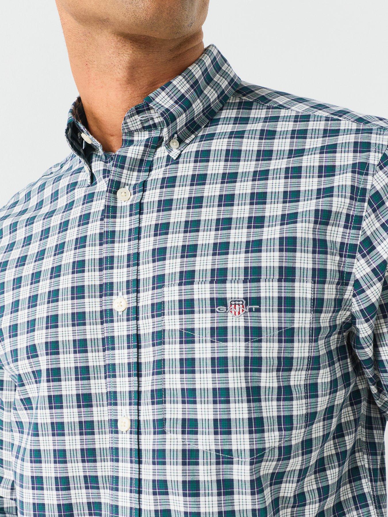 Image 4 of 6 of GANT Regular Fit Long Sleeve Poplin Check Shirt - Green