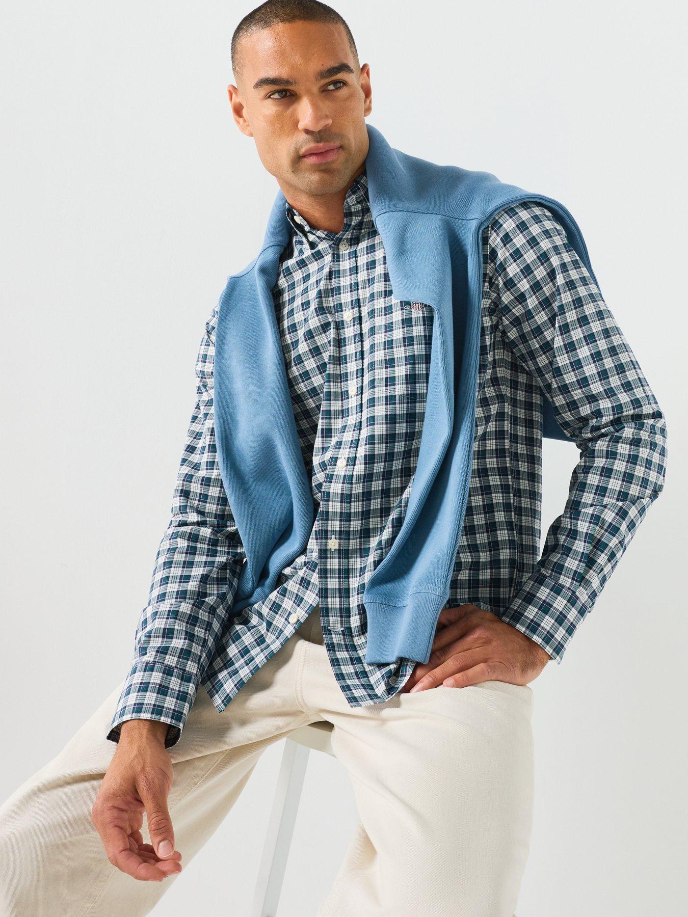 Image 5 of 6 of GANT Regular Fit Long Sleeve Poplin Check Shirt - Green