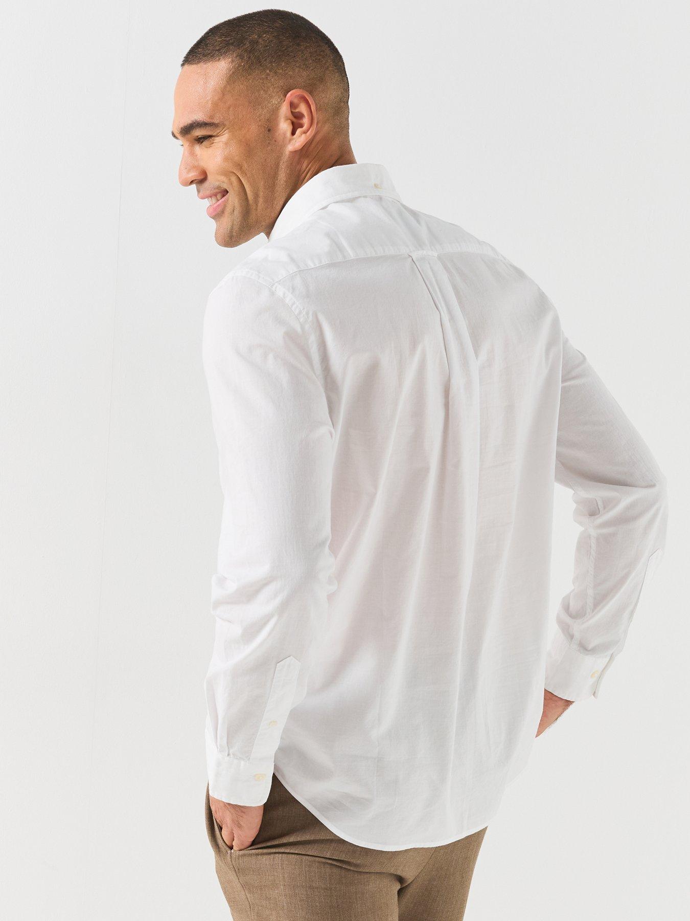 Image 2 of 6 of GANT Mens Regular Fit Poplin Long Sleeve Shirt - White