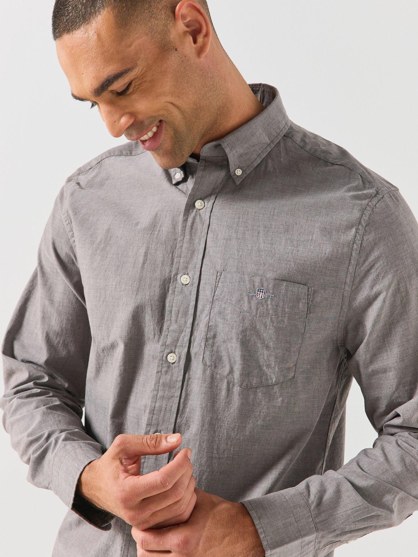 Image 5 of 6 of GANT Regular Fit Long Sleeve Poplin Shirt - Dark Brown