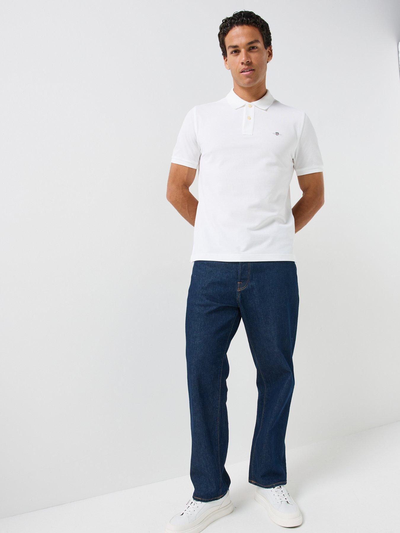 Image 3 of 5 of GANT Mens Regular Fit Pique Shield Polo Shirt - White