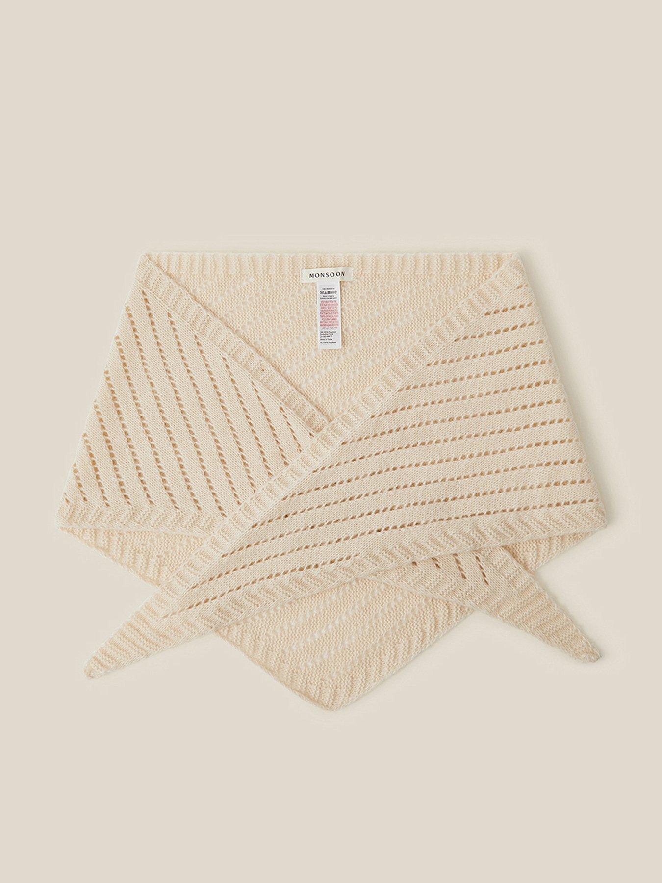Image 1 of 2 of Monsoon Perl Pointelle Scarf - Cream