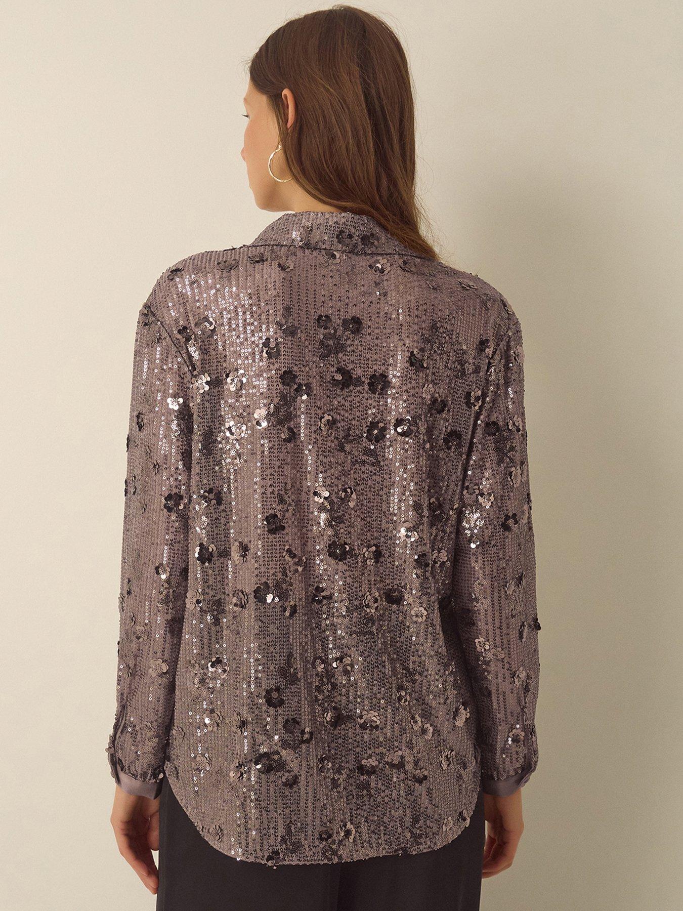 Image 3 of 6 of Monsoon Seema Sequin Shirt - Brown