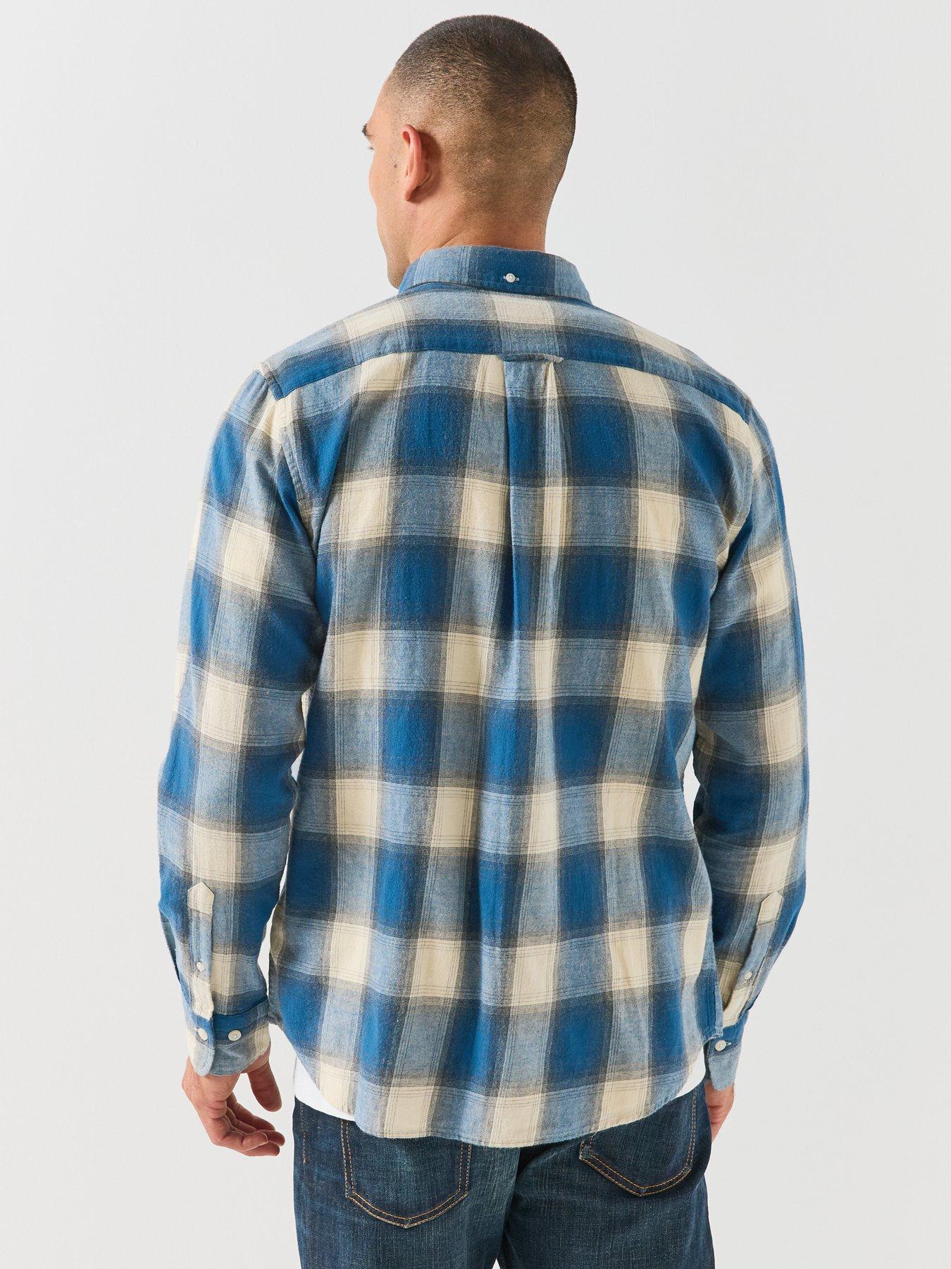 Image 2 of 6 of GANT GANT Mens Windblown Soft Flannel Check Shirt - Blue