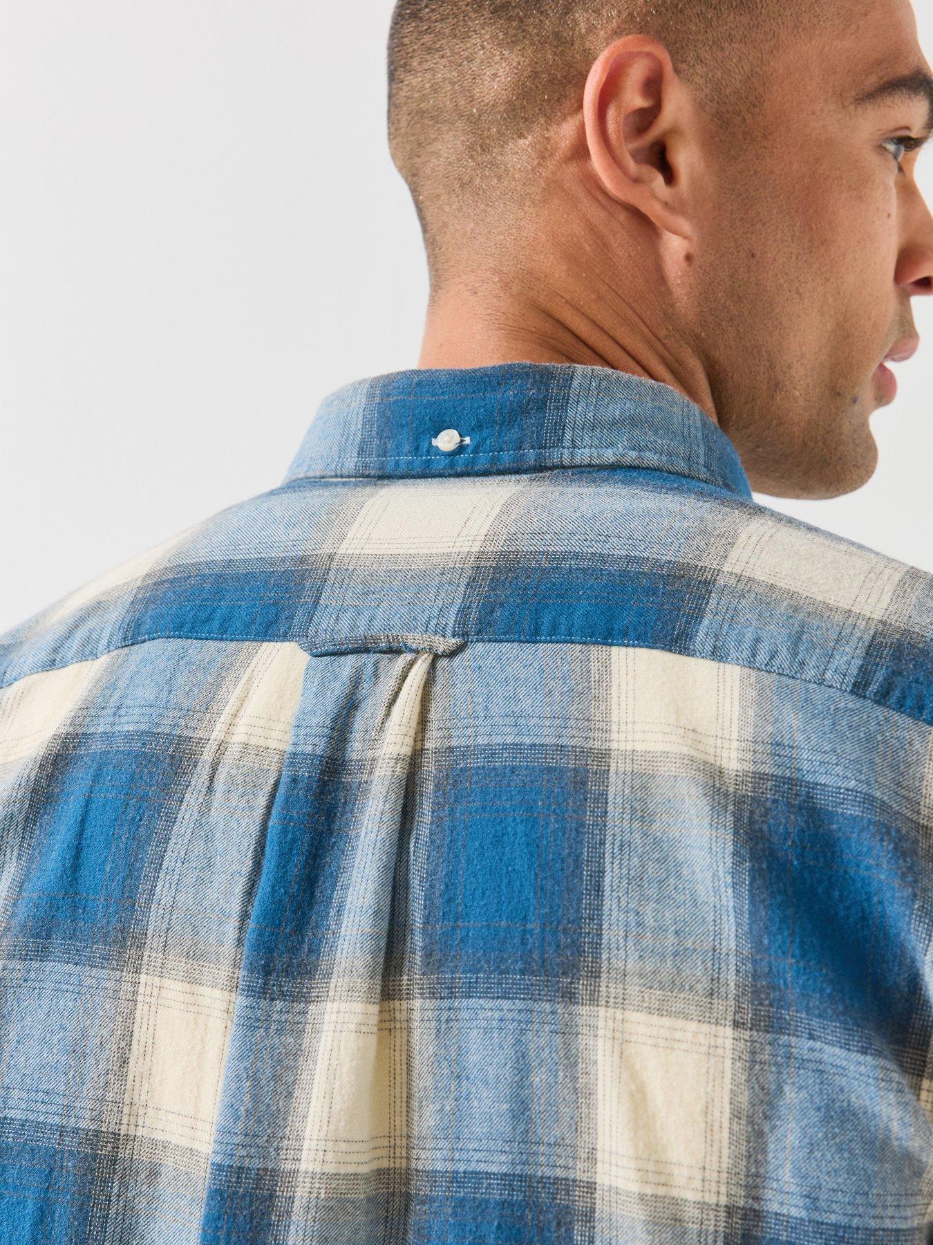 Image 4 of 6 of GANT GANT Mens Windblown Soft Flannel Check Shirt - Blue