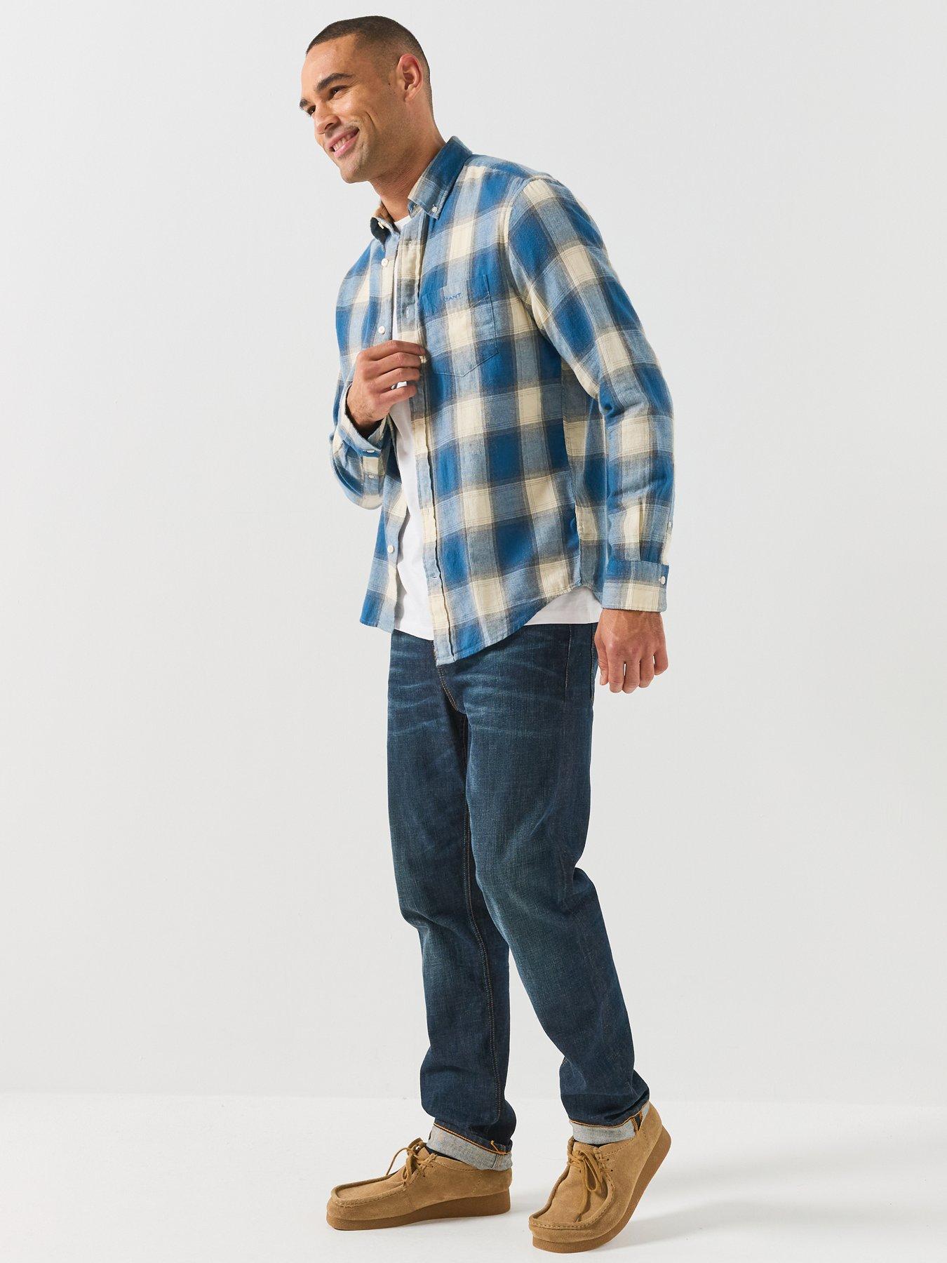 Image 6 of 6 of GANT GANT Mens Windblown Soft Flannel Check Shirt - Blue