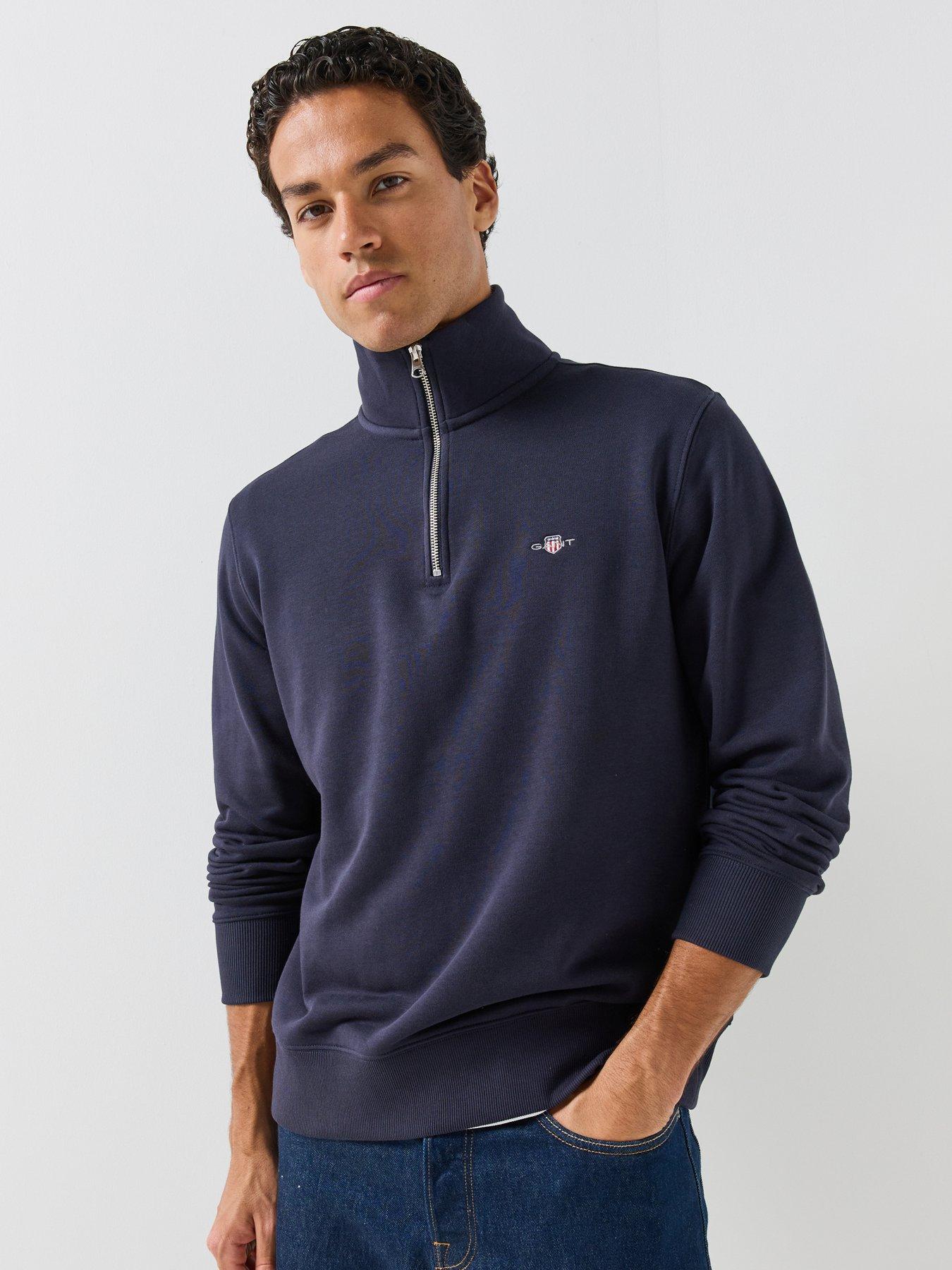 Image 1 of 6 of GANT Regular Fit Shield Half Zip Sweat - Navy