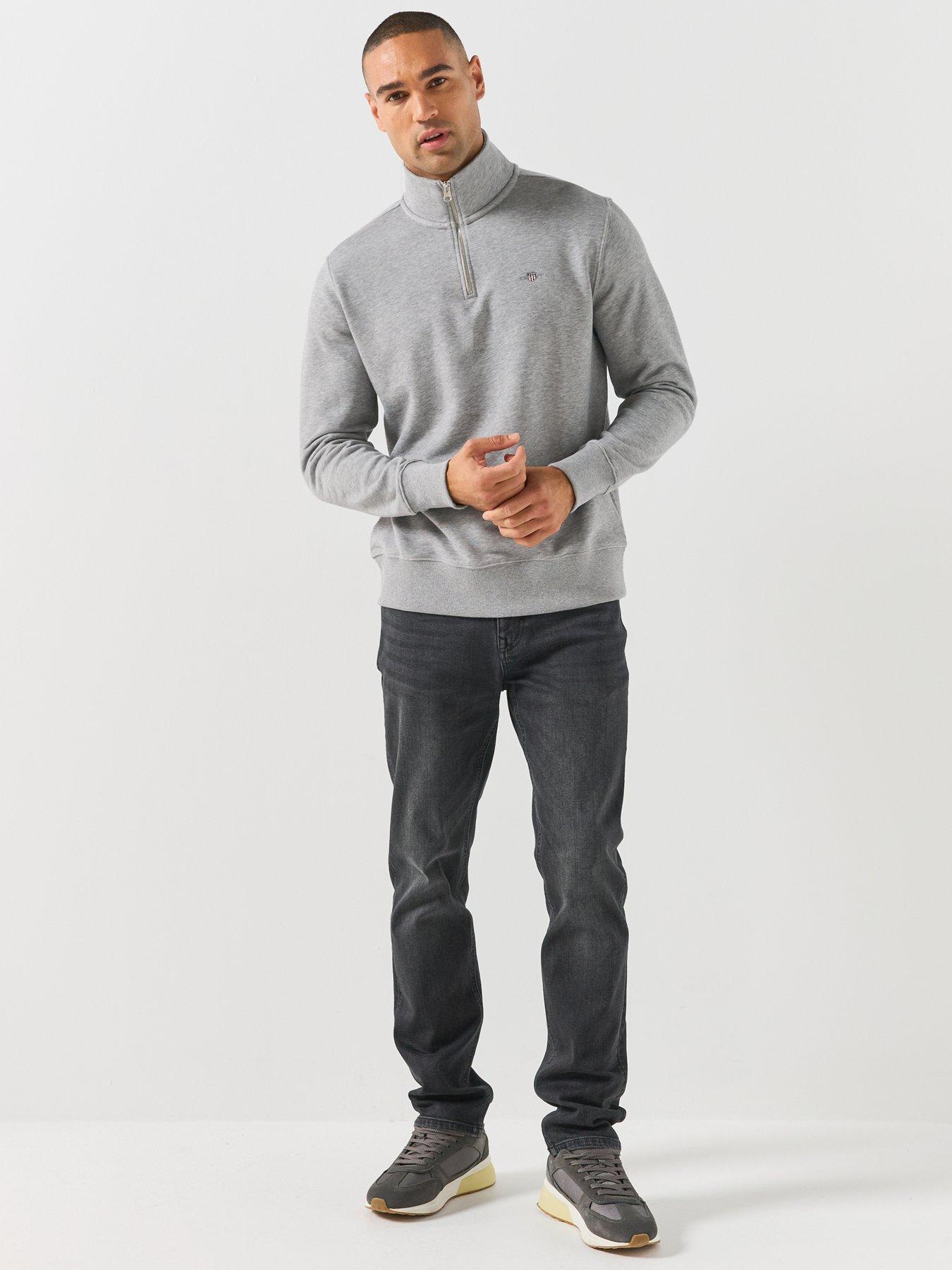 Image 6 of 6 of GANT GANT Mens Shield Regular Fit Half Zip Sweatshirt - Grey