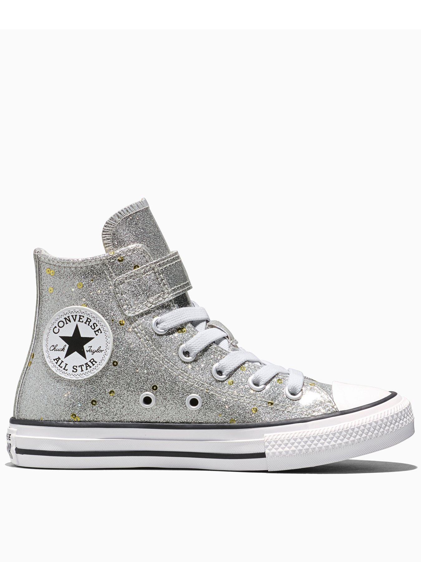 Image 1 of 5 of Converse Kids Chuck Taylor All Star 1v Hi Shine - Silver