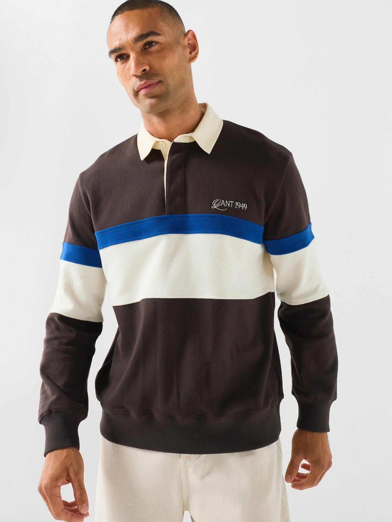 Image 1 of 6 of GANT Gant Striped Heavy Rugger Polo - Brown
