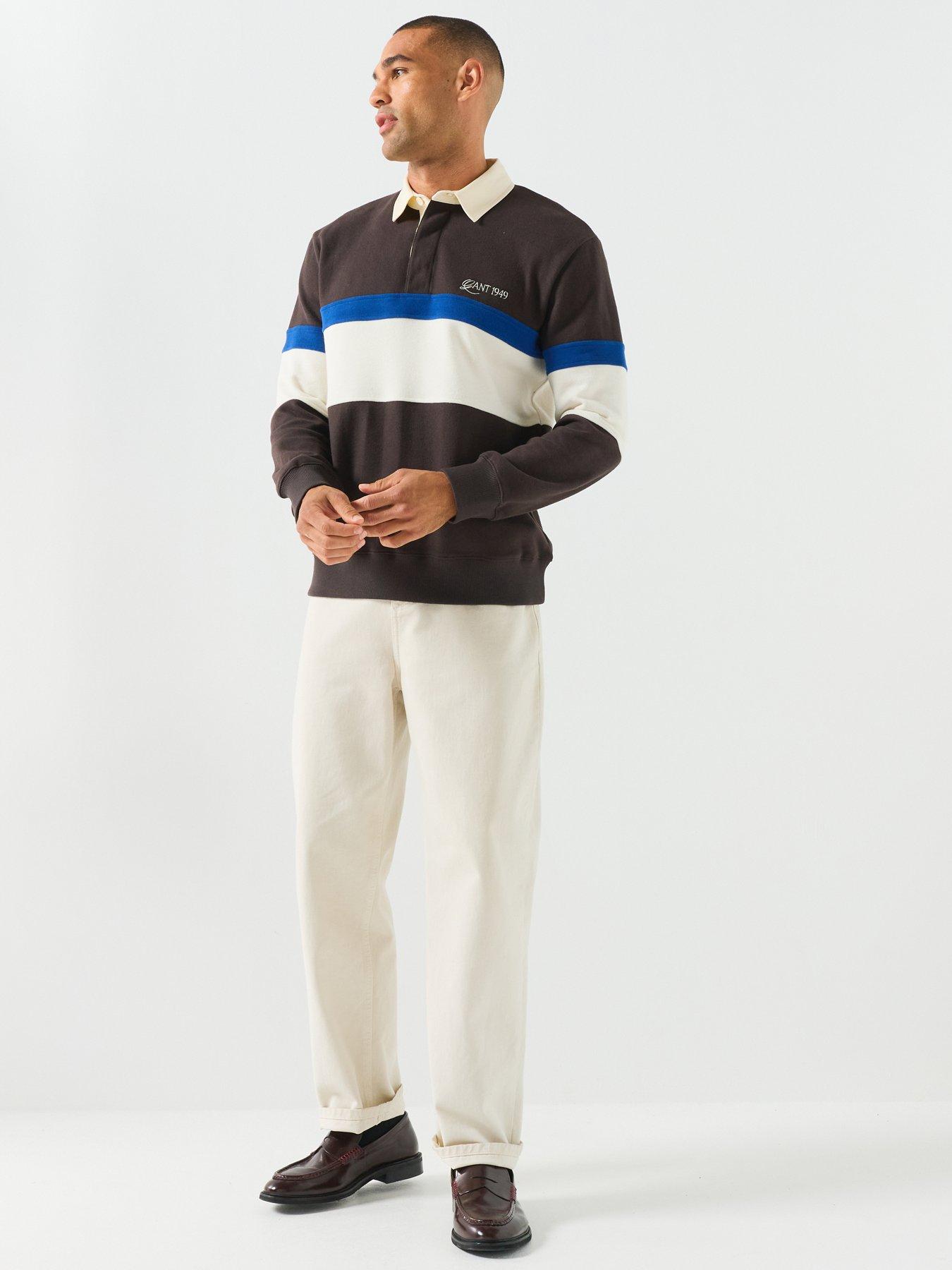 Image 3 of 6 of GANT Gant Striped Heavy Rugger Polo - Brown