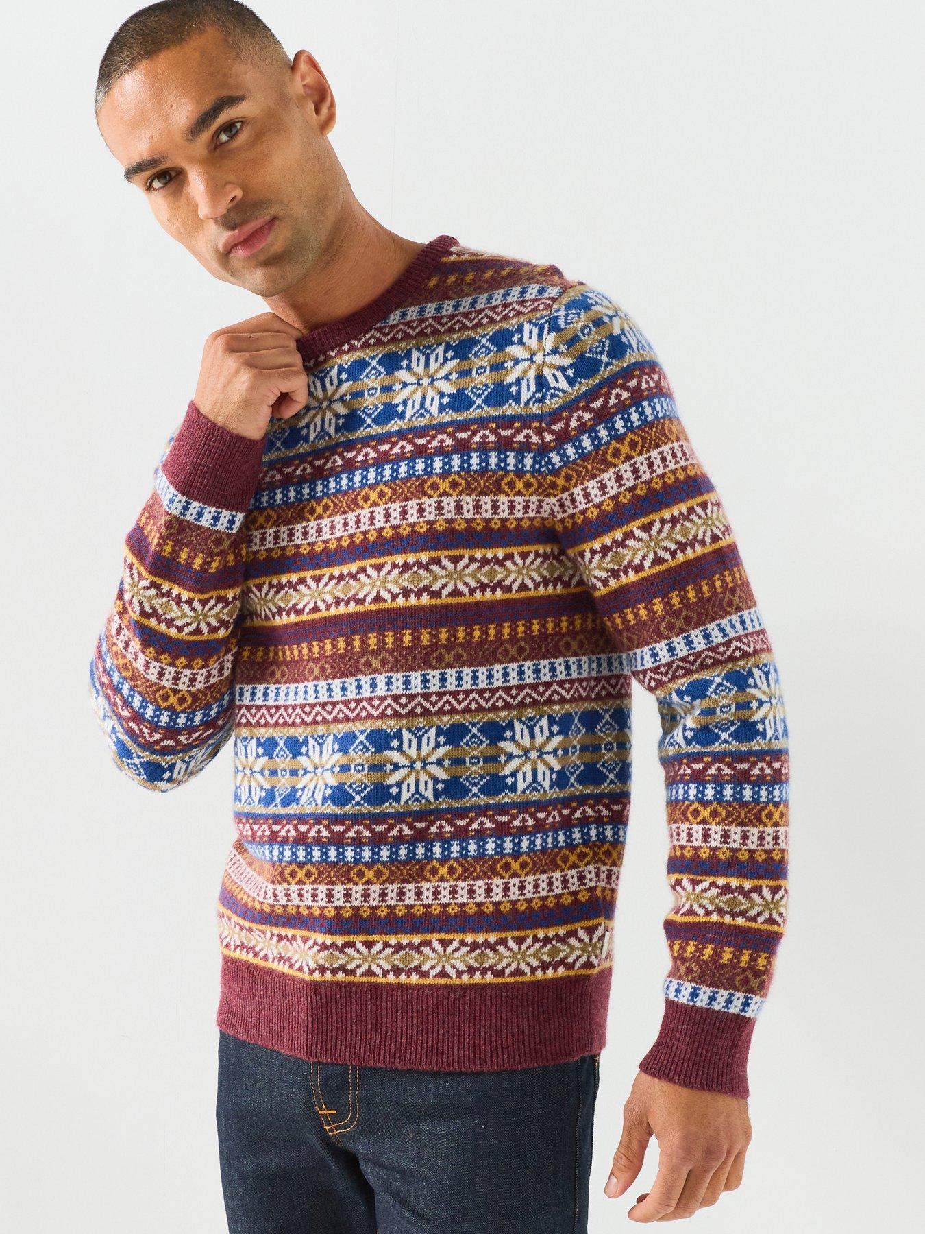 GANT Gant Fairisle Crew Neck Knitted Jumper - Purple