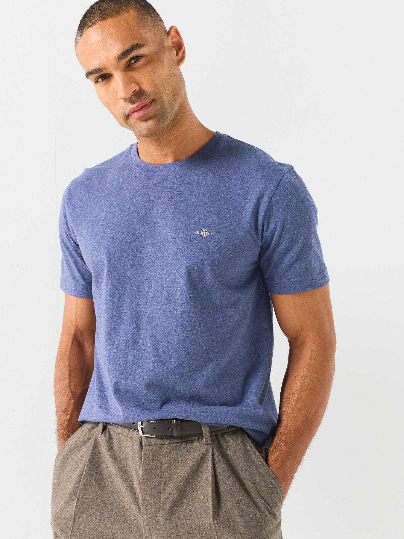 Gant Men's Blue Regular Shield T-Shirt (L) Dk Jeans Melange - Image 5