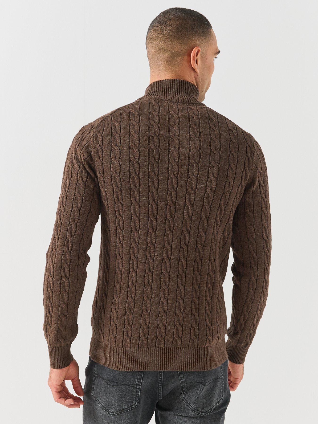 Image 2 of 6 of GANT Cotton Cable Half Zip Knitted Jumper - Dark Brown
