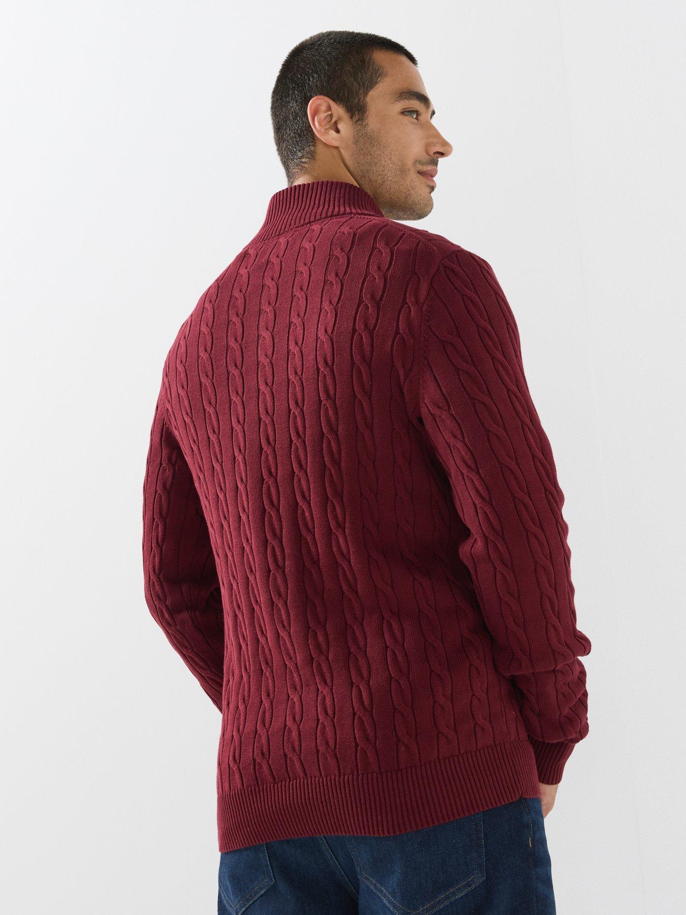 Image 2 of 5 of GANT Gant Cotton Cable Half Zip Knitted Jumper - Purple